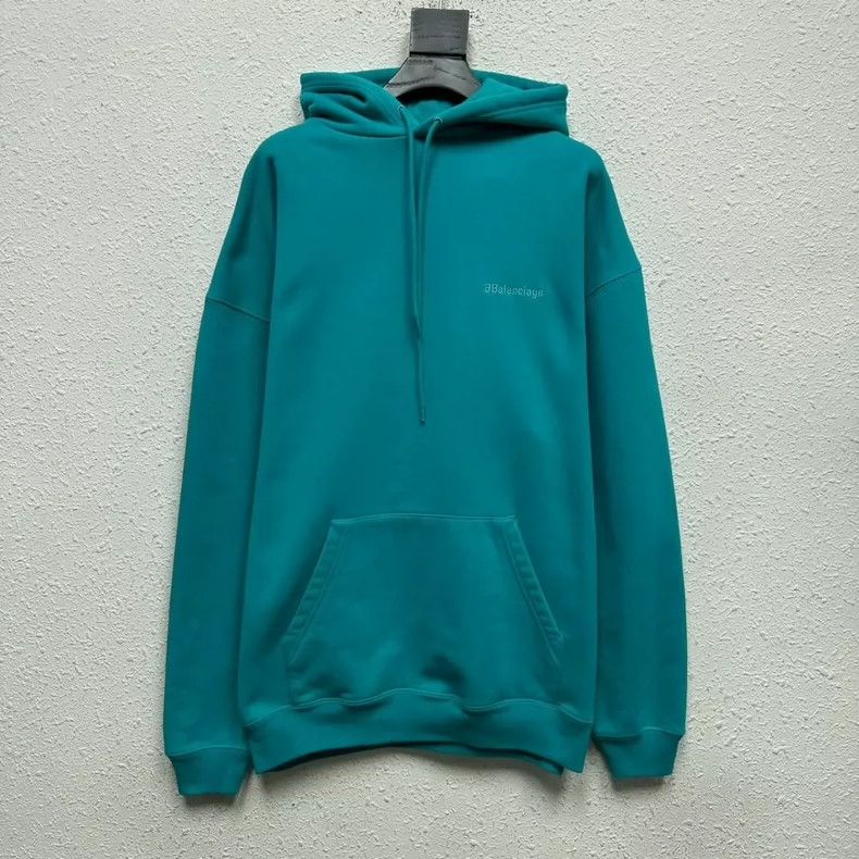 Balenciaga Balenciaga Embroidered Small LOGO Peacock Blue Hoodie Size US S / EU 44-46 / 1 - 1 Thumbnail