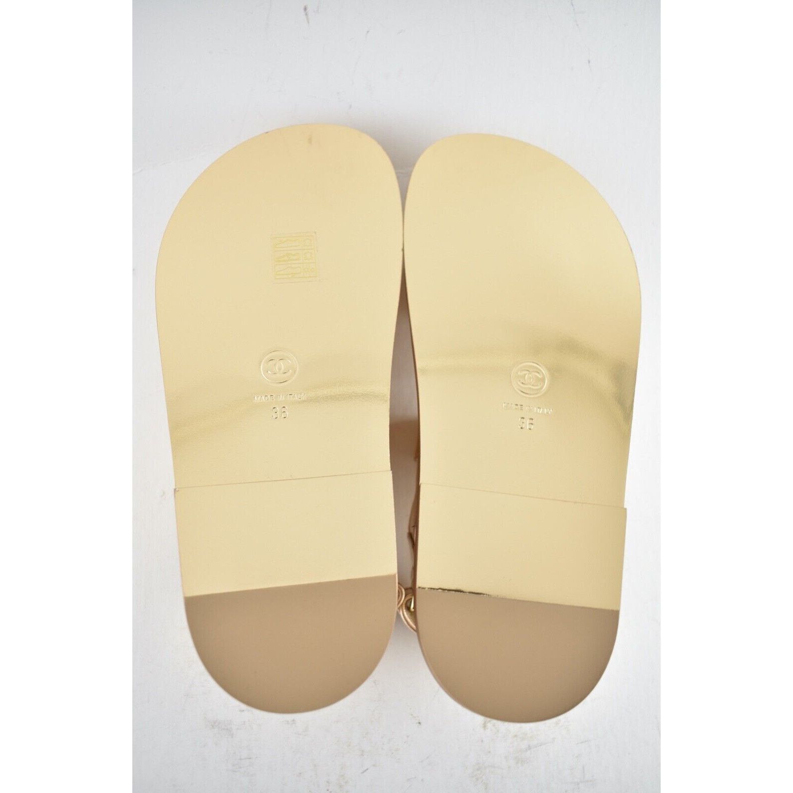 Chanel Chanel 22C Golden Gold Laminated CC Logo Mule Slide Strap Size US 6 / IT 36 - 12 Thumbnail