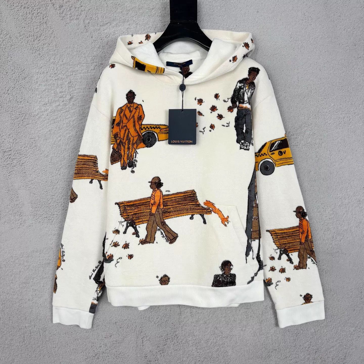 Louis Vuitton White Graphic Print Hoodie with Hood and Pockets Size US M / EU 48-50 / 2 - 1 Thumbnail