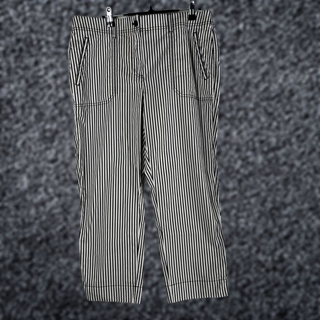 Vintage Chico's Black White Striped Stretch Waist Straight Crop Pants Size 1.5 US 10 New Size 32" / US 10 / IT 46 - 1 Thumbnail
