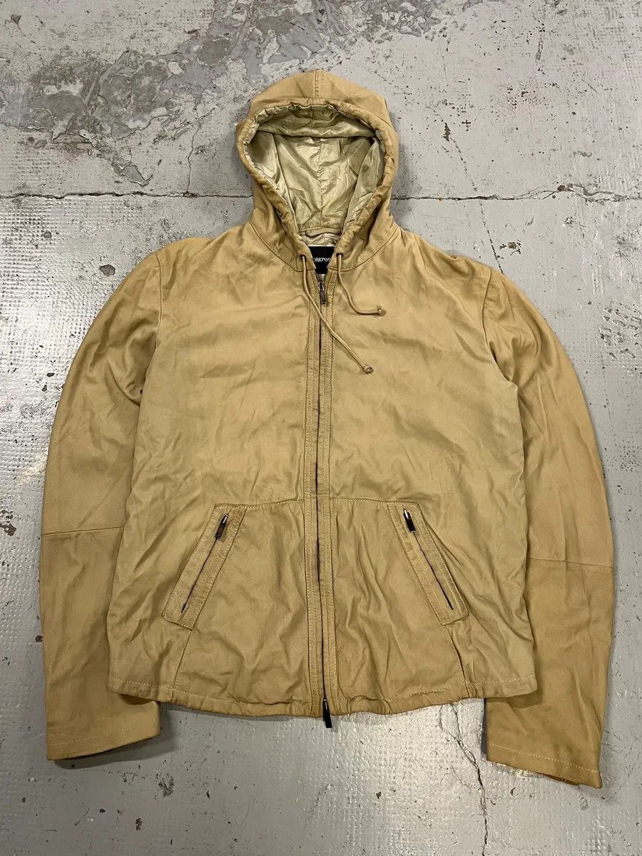 Emporio Armani SS2009 Emporio Armani Beige Lamb Leather Hooded Jacket Size US M / EU 48-50 / 2 - 4 Thumbnail