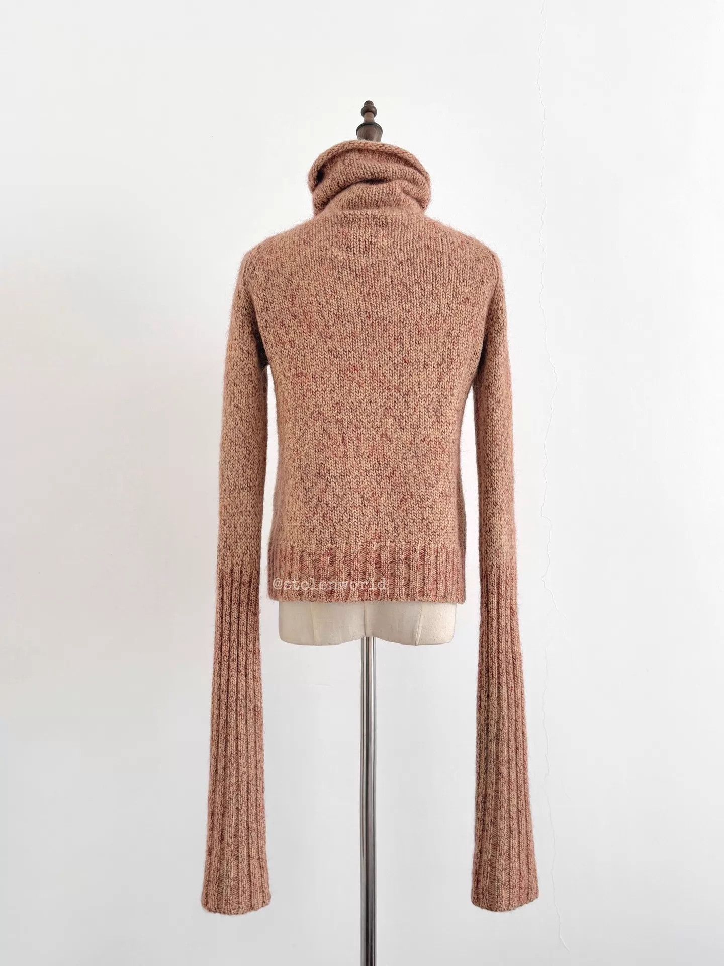 Y's Y's women's Cream & Pink Wool Mohair Cuffed Knit Top Size XS / US 0-2 / IT 36-38 - 2 Thumbnail
