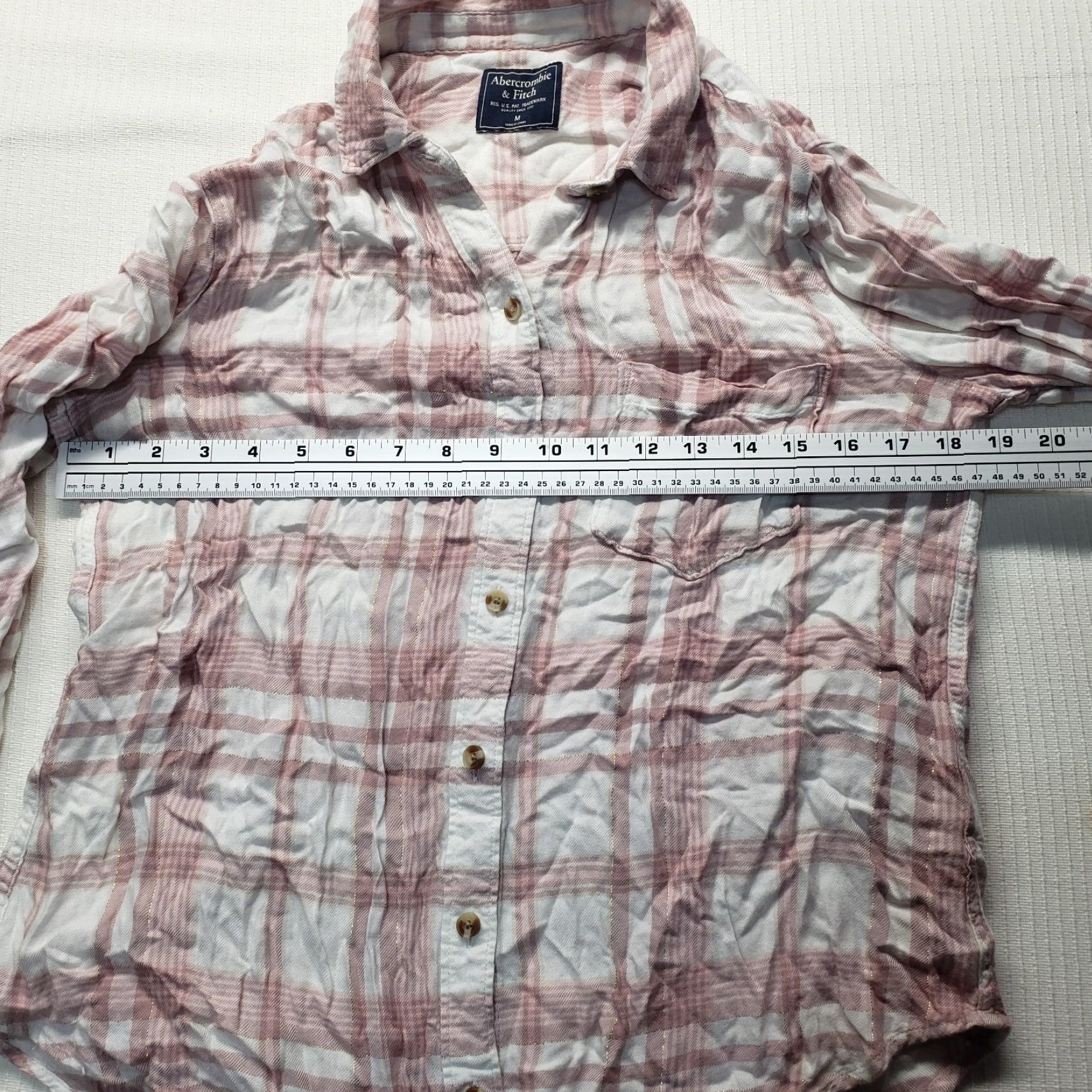 Abercrombie & Fitch Abercrombie & Fitch Shirt Pink Plaid Button-Up Long Sleeve Women M Medium Ladies Casual Shirt Size M / US 6-8 / IT 42-44 - 4 Thumbnail