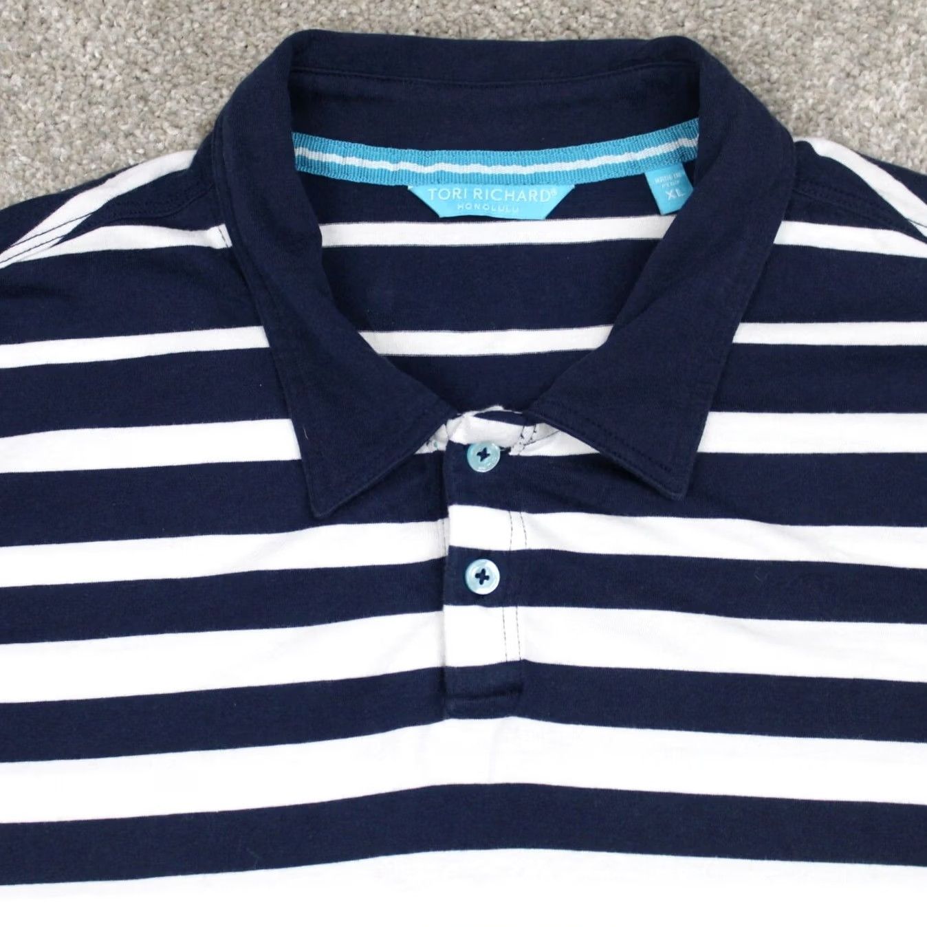 Tori Richard Tori Richard Honolulu Polo Shirt Men XL Blue/White Cotton Short Sleeve Pullover Size US XL / EU 56 / 4 - 6 Thumbnail