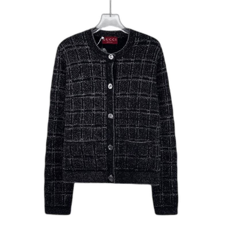 Gucci Gucci Black Checkered Long Sleeve Cardigan Size M / US 6-8 / IT 42-44 - 1 Thumbnail
