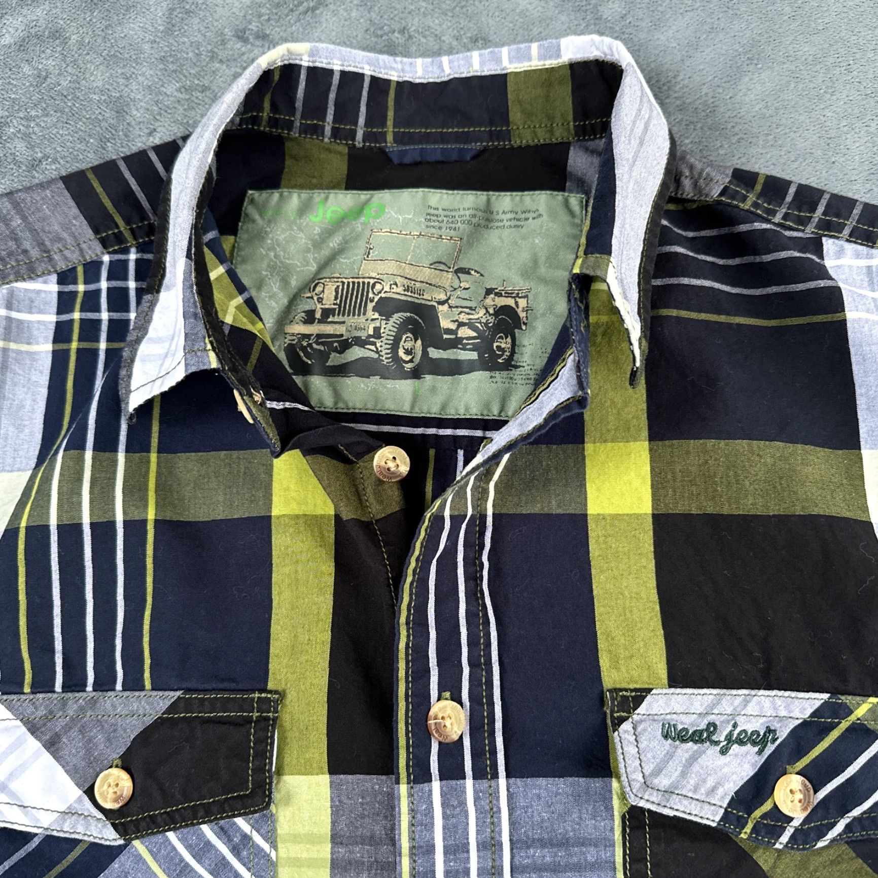 Jeep Jeep Shirt Mens Small Black Green Plaid Military Willys MB Weal Size US S / EU 44-46 / 1 - 2 Thumbnail