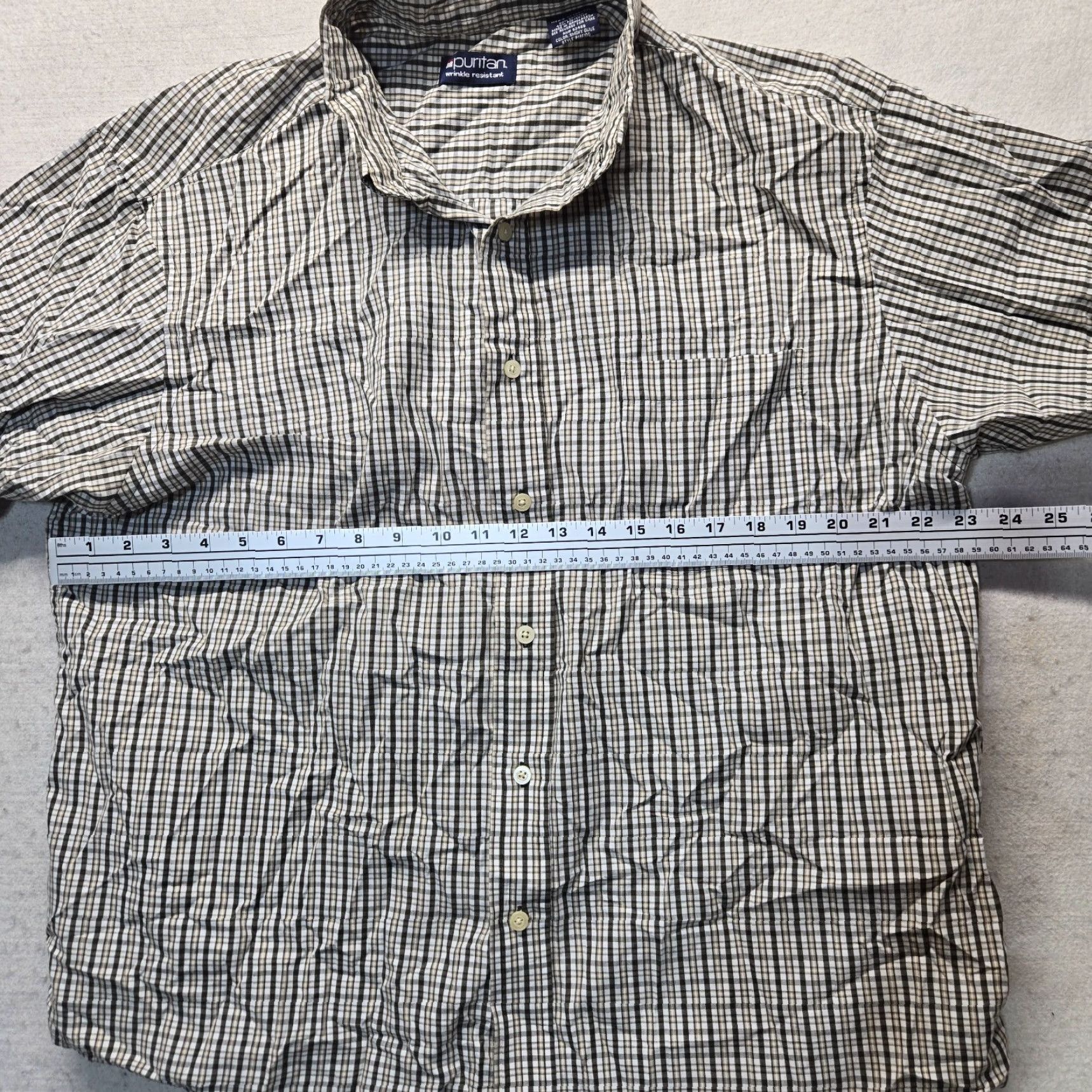Vintage Puritan Shirt Plaid Button-Up Short Sleeve Adult XL Brown Plaid Checkered Cotton Blend USA Classic Casual Shirt Mens XL Size US XL / EU 56 / 4 - 3 Thumbnail