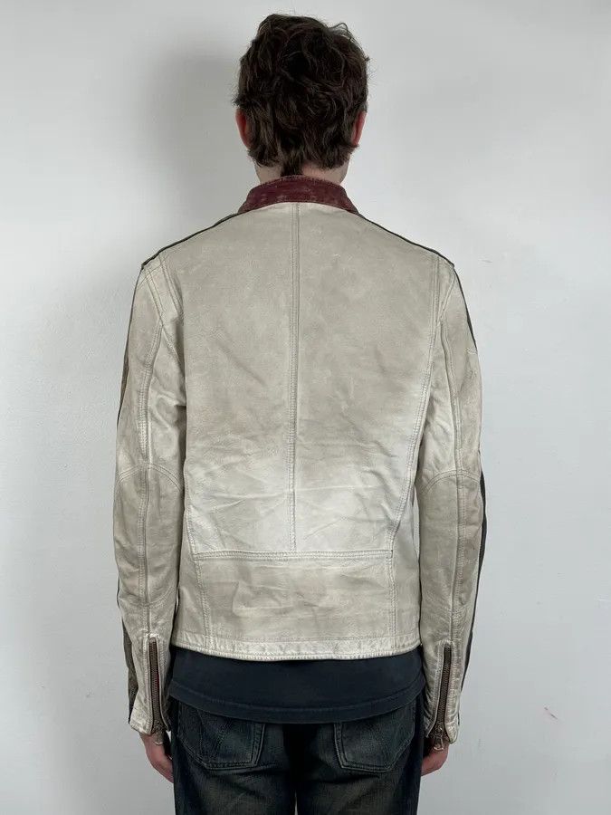 Dolce & Gabbana 2000s Dolce & Gabbana Biker White Faded Leather Jacket Size US M / EU 48-50 / 2 - 3 Thumbnail