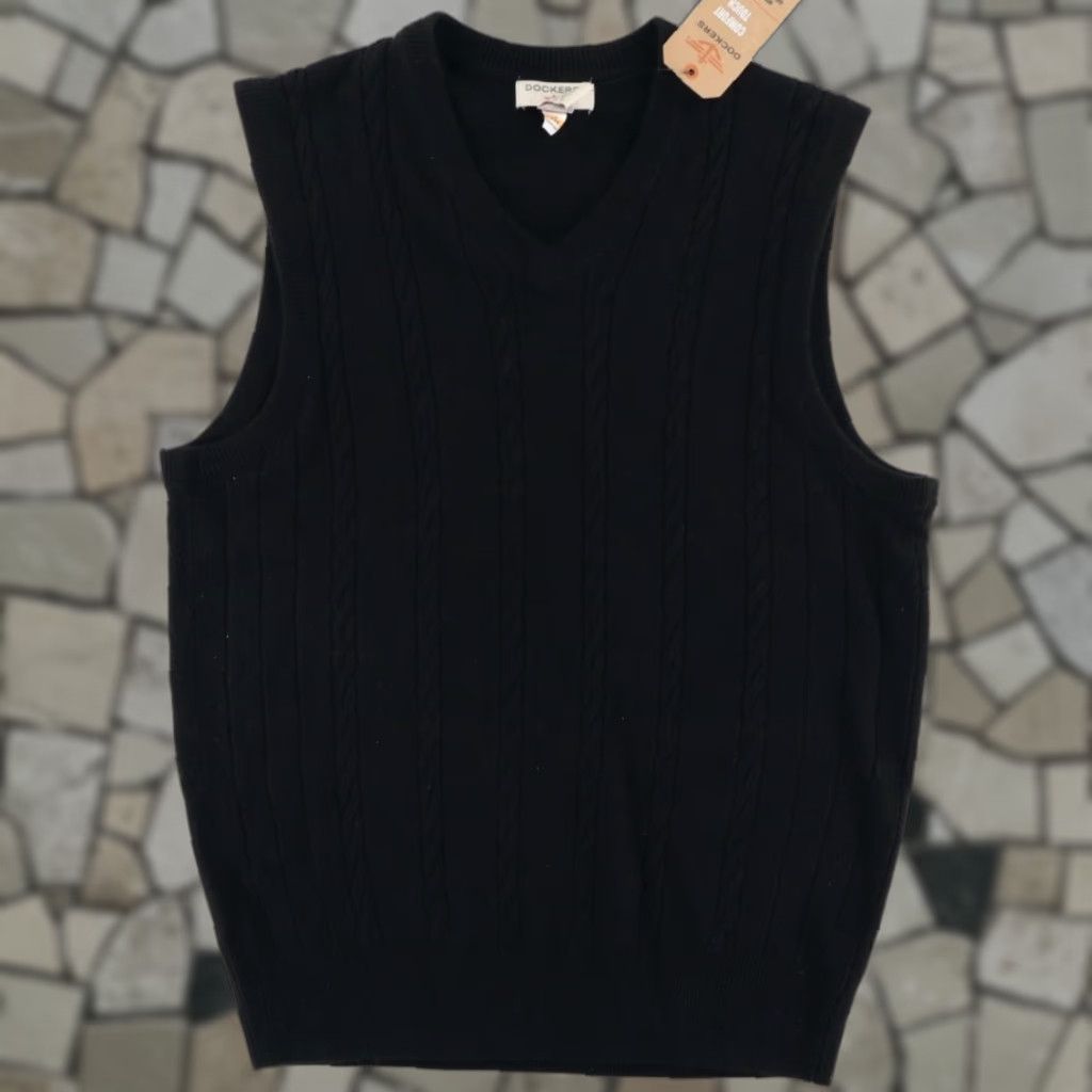 Dockers Dockers Cableknit Vest V-Neck Sweater Black Men's S Shirt Size US S / EU 44-46 / 1 - 1 Thumbnail