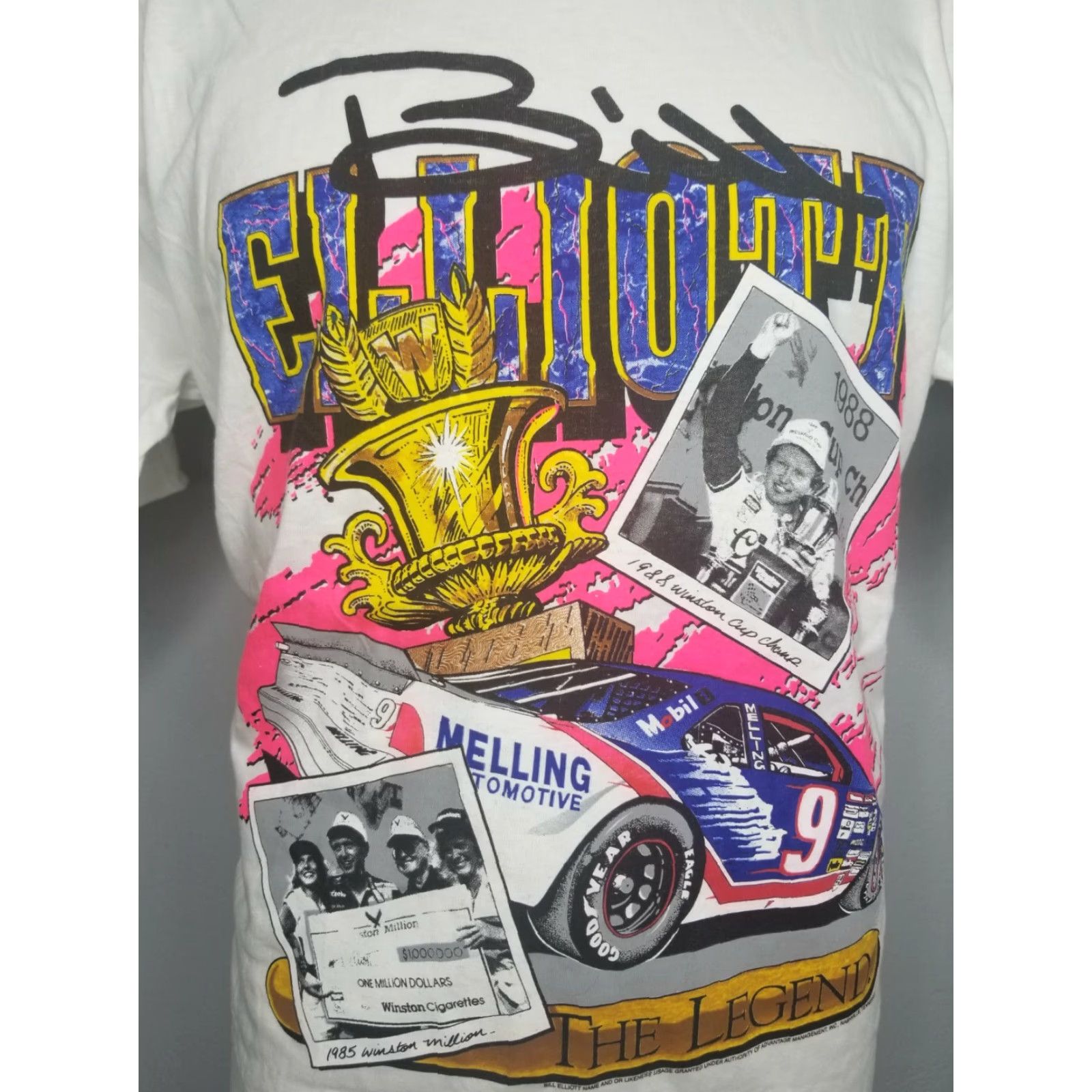Vintage VINTAGE 80s Bill Elliott NASCAR Racing Winston Cup Champ Graphic Tee Mens XL White Size US XL / EU 56 / 4 - 3 Thumbnail