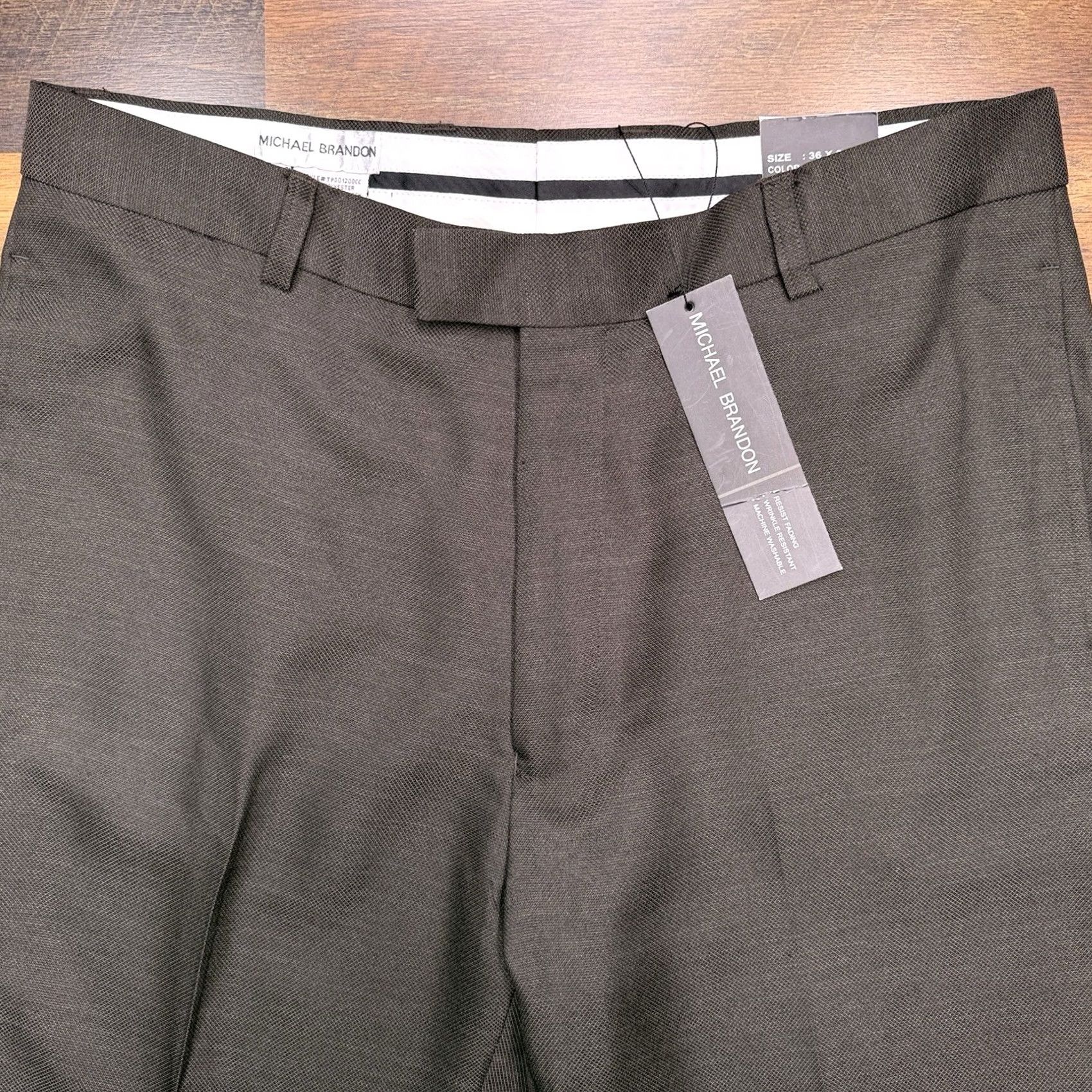 Vintage Michael Brandon Dress Pants Mens 36x32 Chocolate Wrinkle Resistant New Size US 36 / EU 52 - 2 Thumbnail