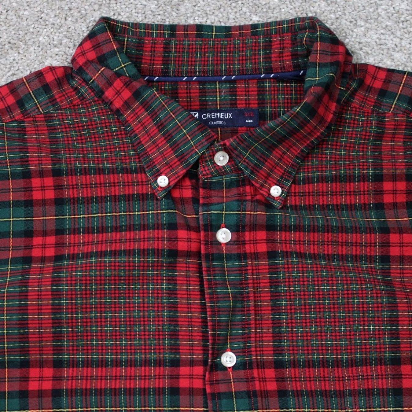 Cremieux Cremieux Classics Shirt Mens 3XB Red/Green Plaid 100% Cotton Long Sleeve Button-Up Big & Tall Mens Clothing Regular Fit Vintage: No Size US XXL / EU 58 / 5 - 4 Thumbnail