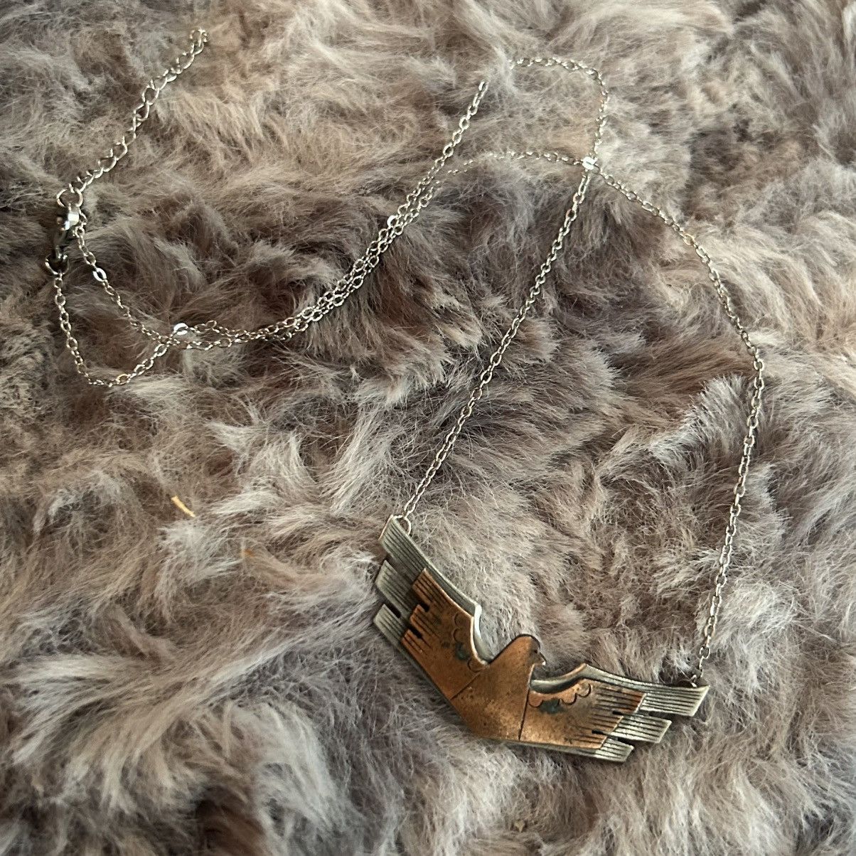 Vintage Vintage copper and silver eagle on chain necklace Size ONE SIZE - 8 Thumbnail