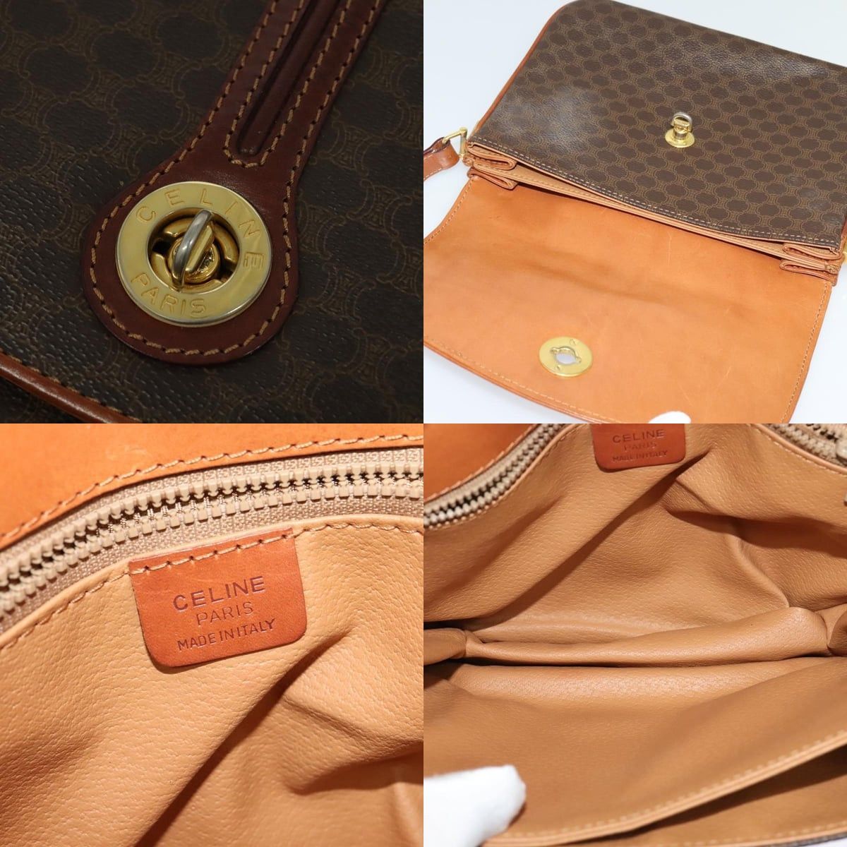 Celine CELINE Macadam Canvas Shoulder Bag Pvc Leather Brown Gold Size ONE SIZE - 11 Thumbnail