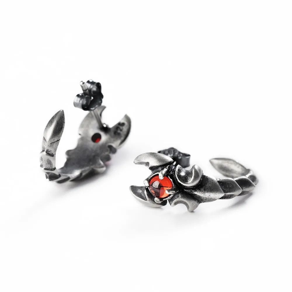 Jewelry Retro Scorpion Stud Earrings 925 Sterling Silver Gift Size ONE SIZE - 1 Thumbnail