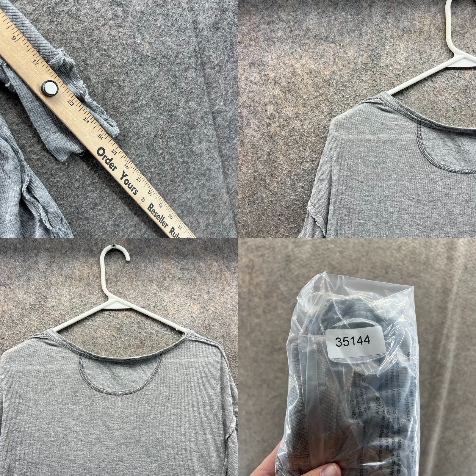 Free People Free People Shirt Women Medium Gray Oversized Thermal Long Sleeve V-Neck Shirt - Mens? Size M / US 6-8 / IT 42-44 - 8 Thumbnail