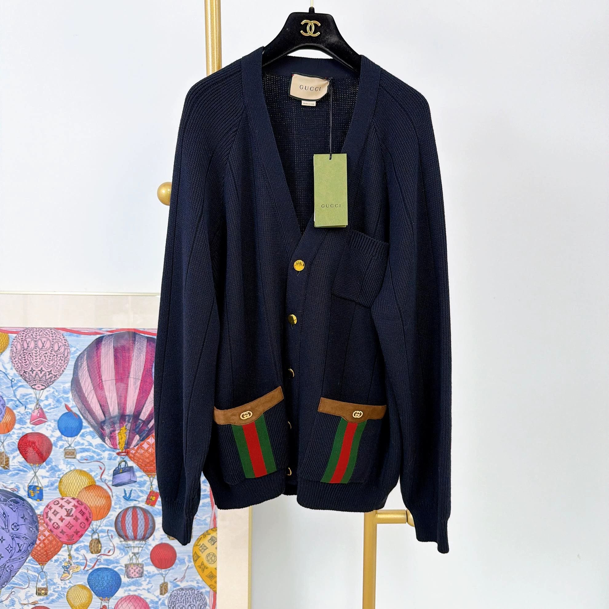 Gucci Gucci Navy Blue Knit Cardigan XL New with Tags Size US XL / EU 56 / 4 - 1 Thumbnail