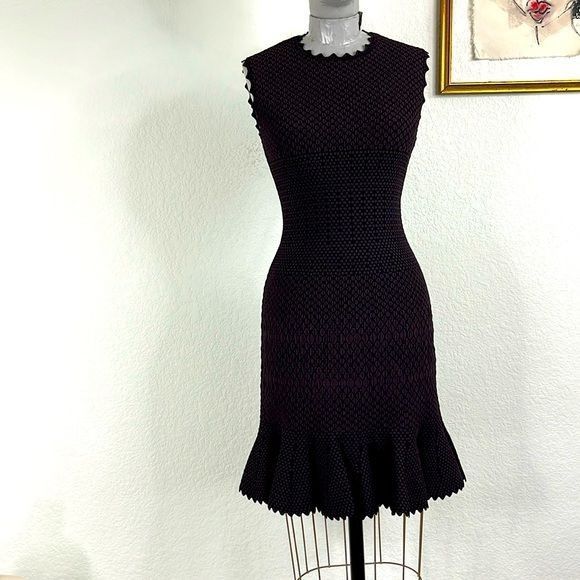 Alaia ALAIA Knit Scalloped Diamond Print Drop Waist Knee Fit Flare Size S / US 4 / IT 40 - 1 Thumbnail