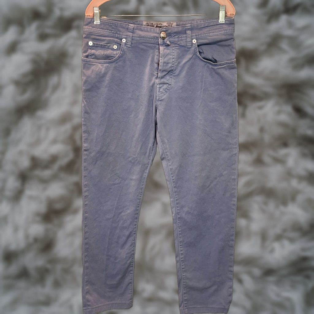Jacob Cohen Jacob Cohen Jeans 33x28 Button Italy Denim 5-Pocket Straight Mens Blue Fashion Comfort Belted Logo Regular Inseam 28" Size US 33 - 1 Thumbnail