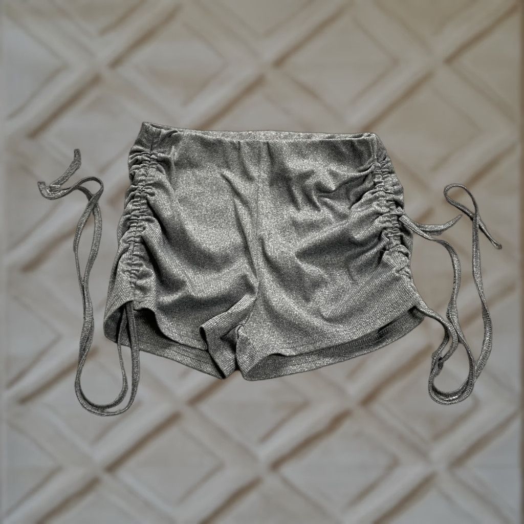 Vintage Sason Active Booty Shorts Women M Gray Side Lace Active Casual Stretch 26x2 Size 32" / US 10 / IT 46 - 1 Thumbnail