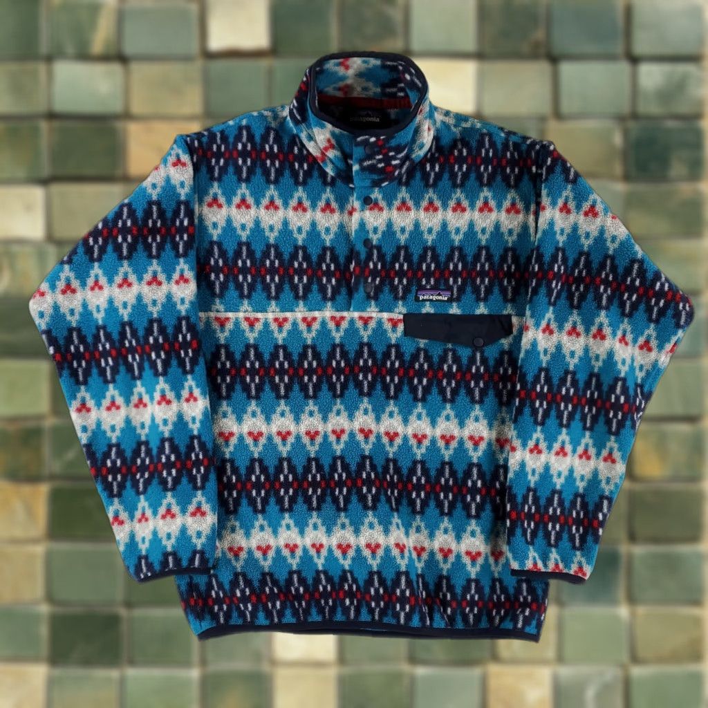 Patagonia Patagonia Synchilla Snap T Fleece Geometric Patterned Blue White Red Mens S Blue Geometric Patterned Fleece Mens S Size US S / EU 44-46 / 1 - 1 Thumbnail
