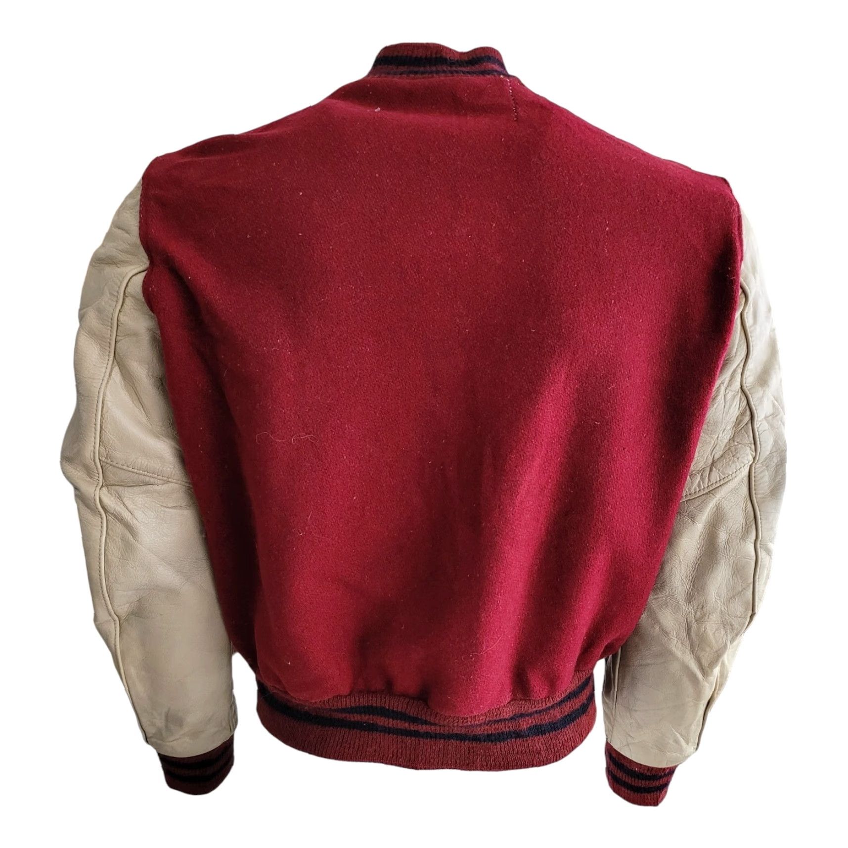 Vintage VINTAGE DeLong Varsity Jacket - Leather Wool Long Sleeve, Size S, Red Mens Vintage Imperfection Leather Wool Varsity Jacket - Size S Size US S / EU 44-46 / 1 - 4 Thumbnail
