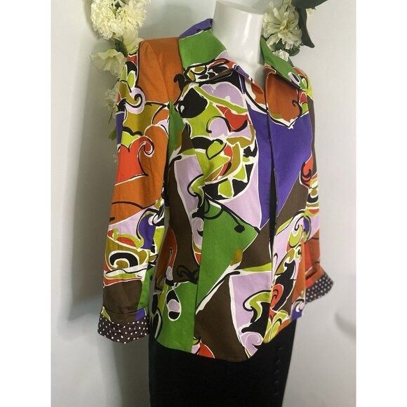 Other VTG Dana Buchman Size 4 Blazer Jacket Multi Color Abstract P Size S / US 4 / IT 40 - 16 Thumbnail