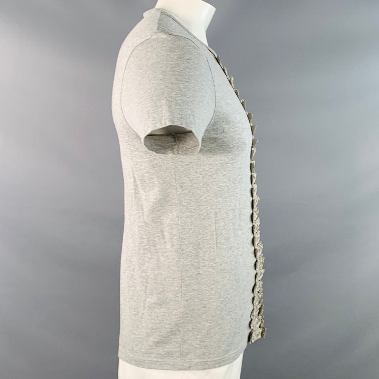 Burberry Prorsum Size XL Grey Embellishment Cotton Crew Neck T-shirt Size US XL / EU 56 / 4 - 3 Thumbnail