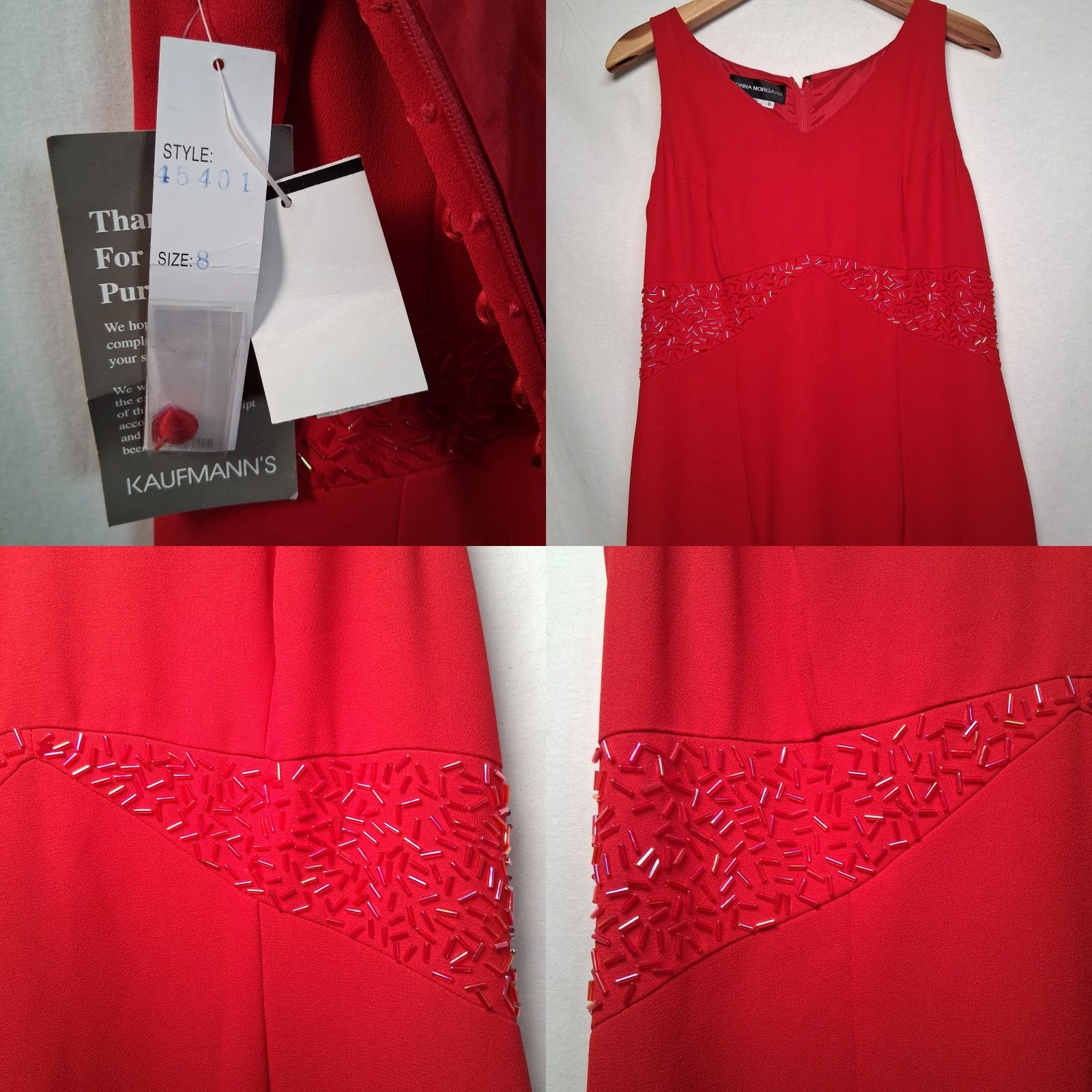 Donna Morgan VINTAGE Donna Morgan Evening Gown Dress Size 8 Red Sleeveless Long Beaded Dress Woman Size M / US 6-8 / IT 42-44 - 8 Thumbnail