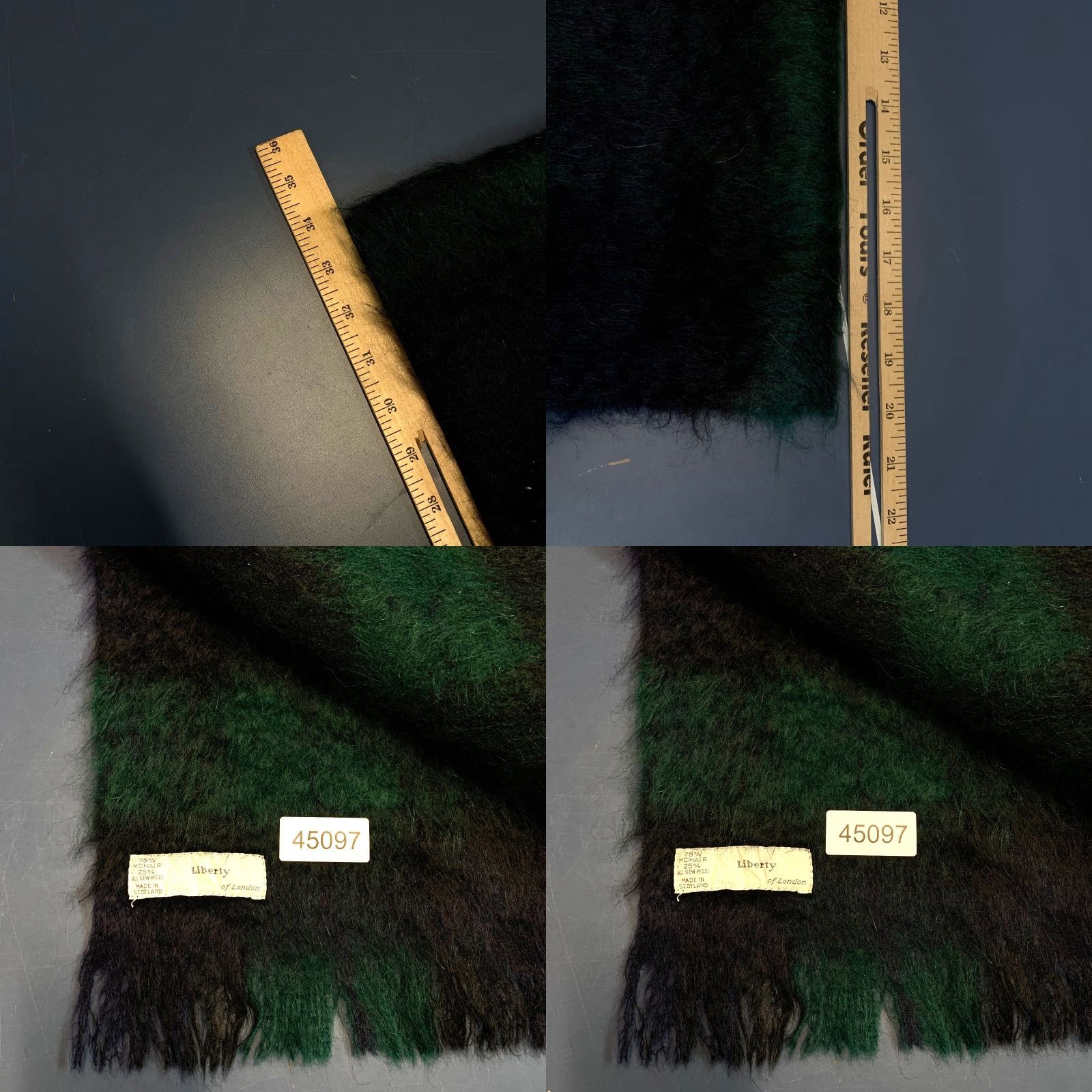 Liberty London VINTAGE Liberty Of London Mohair Wool Scarf Tartan Plaid Scotland 68x20 Green Fringe Wool Scarf Womens 68 in 20 in Size ONE SIZE - 8 Thumbnail