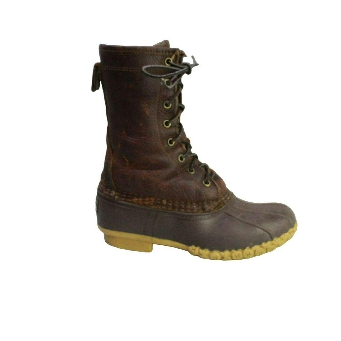 image of L L Bean x Leather Ll Bean Women's Leather Shearling Lined Mid Calf Duck Boots in Brown (Size 6)