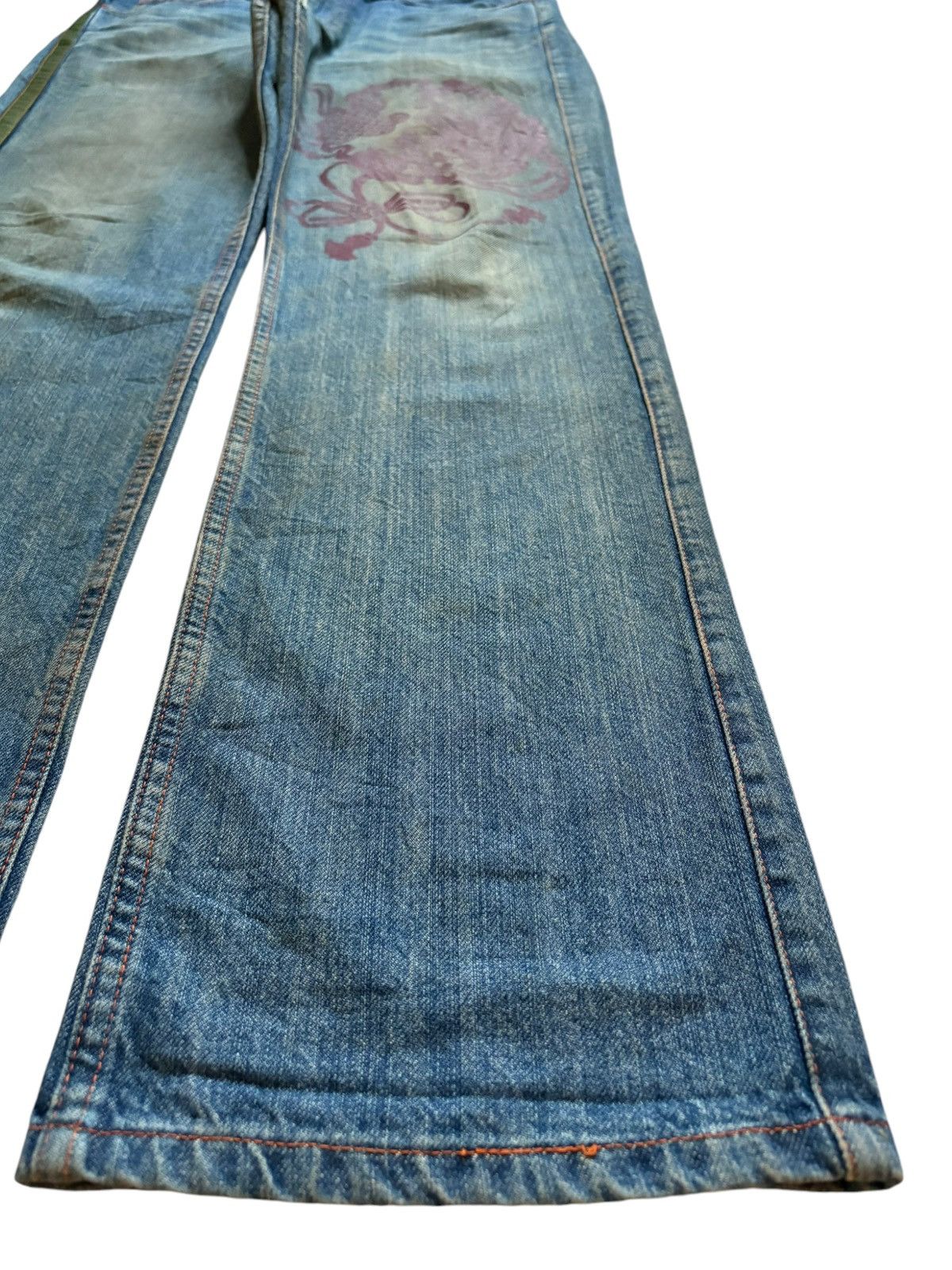 Japanese Brand Vintage Aesthetic Japan Traditional Style Print Baggy Jeans Size US 33 - 7 Thumbnail