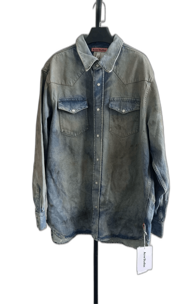 Acne Studios Acne Studios Blue Denim Long Sleeve Shirt Size US L / EU 52-54 / 3 - 1 Thumbnail