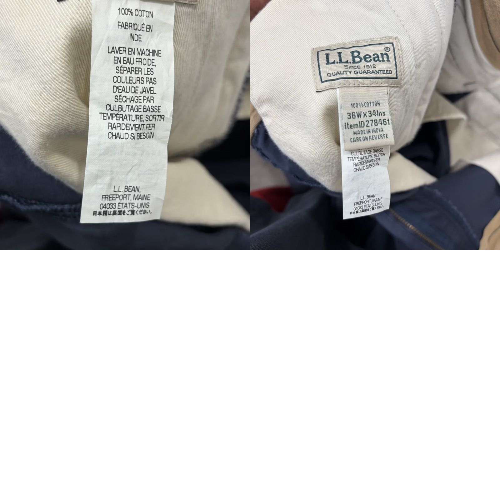Vintage LL Bean Mens Classic Fit Navy Blue Cotton Casual Chino Pants Size US 36 / EU 52 - 8 Thumbnail