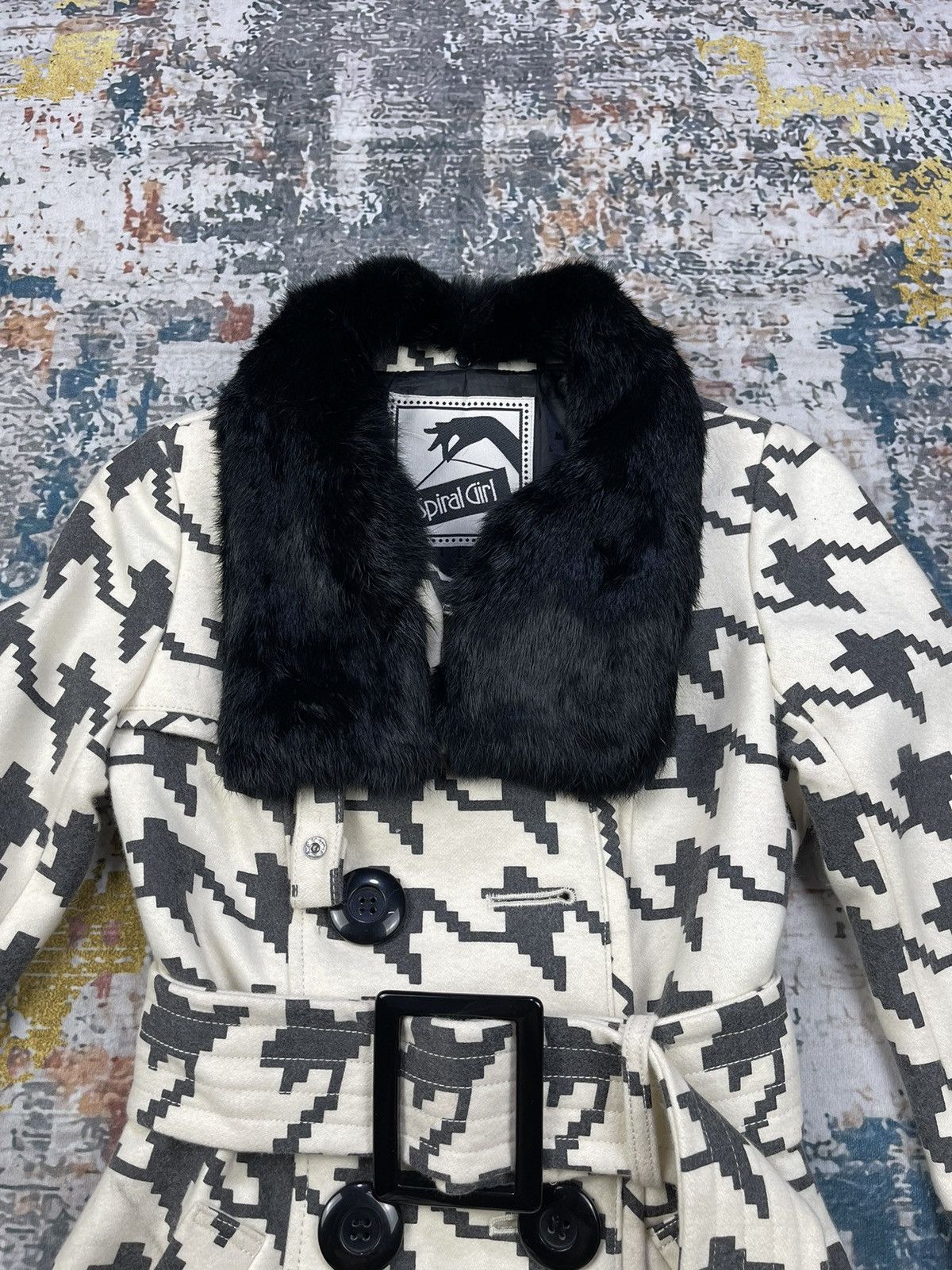 Japanese Brand Spiral Girl Houndstooth Print Double Breasted Coats Size S / US 4 / IT 40 - 5 Thumbnail
