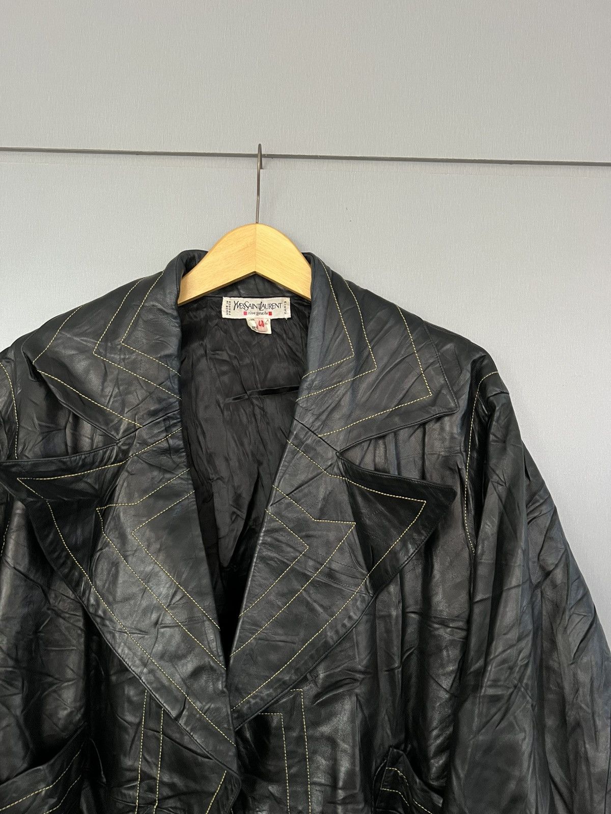 Yves Saint Laurent YSL Rive Gauche by Hedi Slimane Stitched Leather jacket Size US XL / EU 56 / 4 - 2 Thumbnail