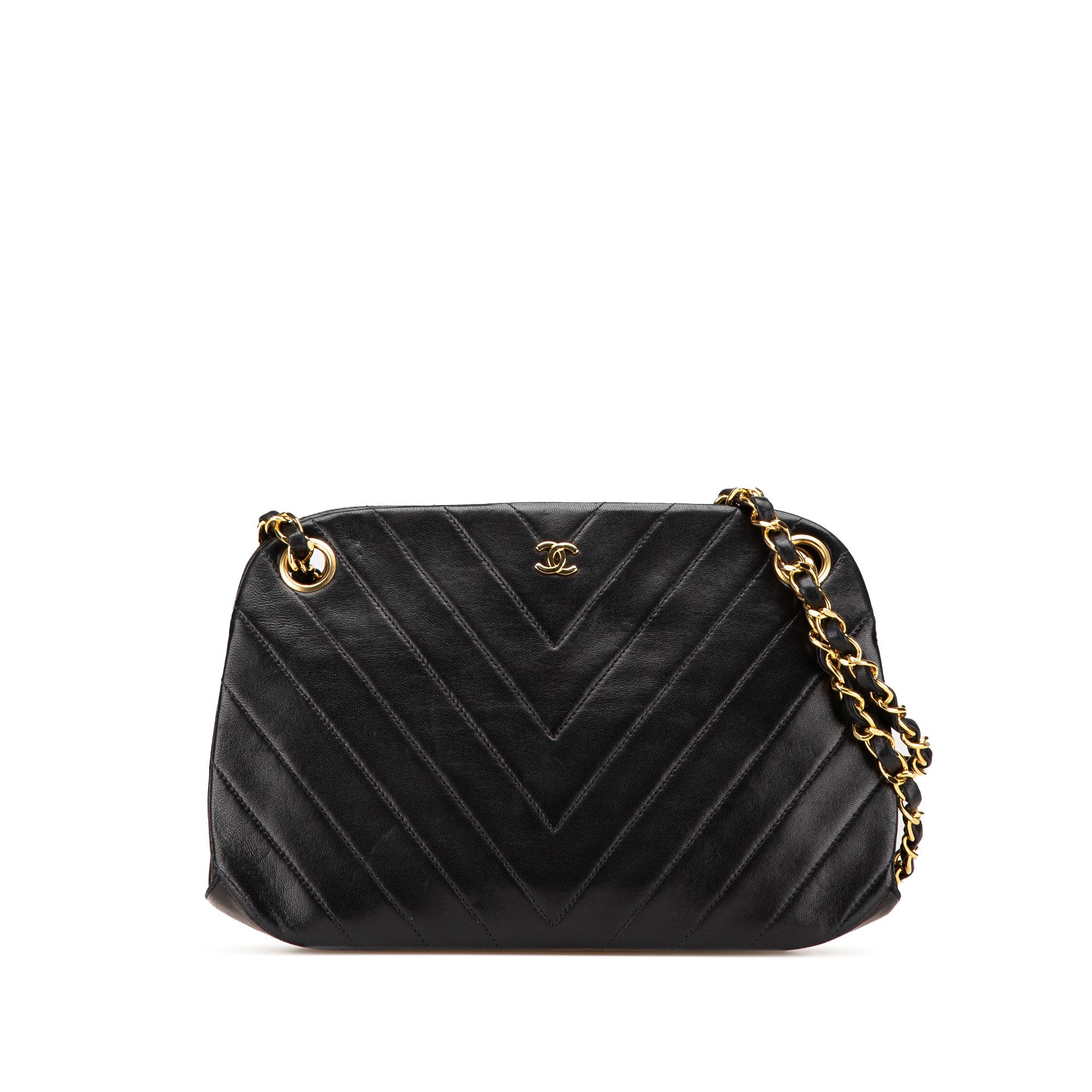 Chanel Cc Chevron Lambskin Frame Chain Shoulder Bag in Black, Women's