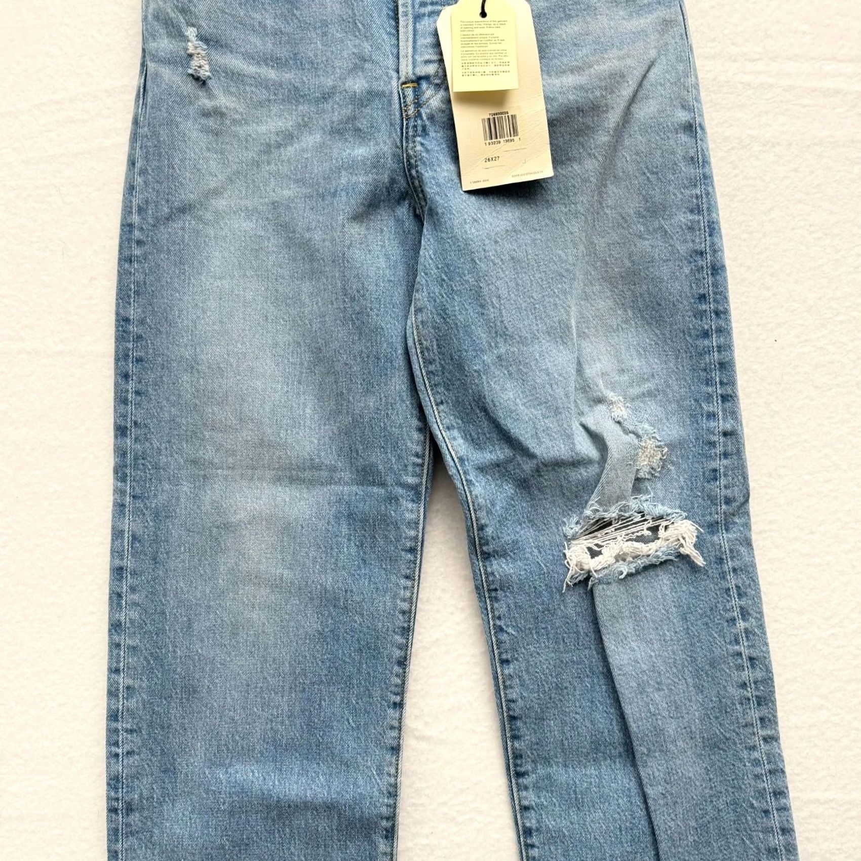 Levi's Levi's Jeans Women 26x27 Distressed Light Blue Ankle High Rise Ribcage Straight NWT Size 26" / US 2 / IT 38 - 3 Thumbnail