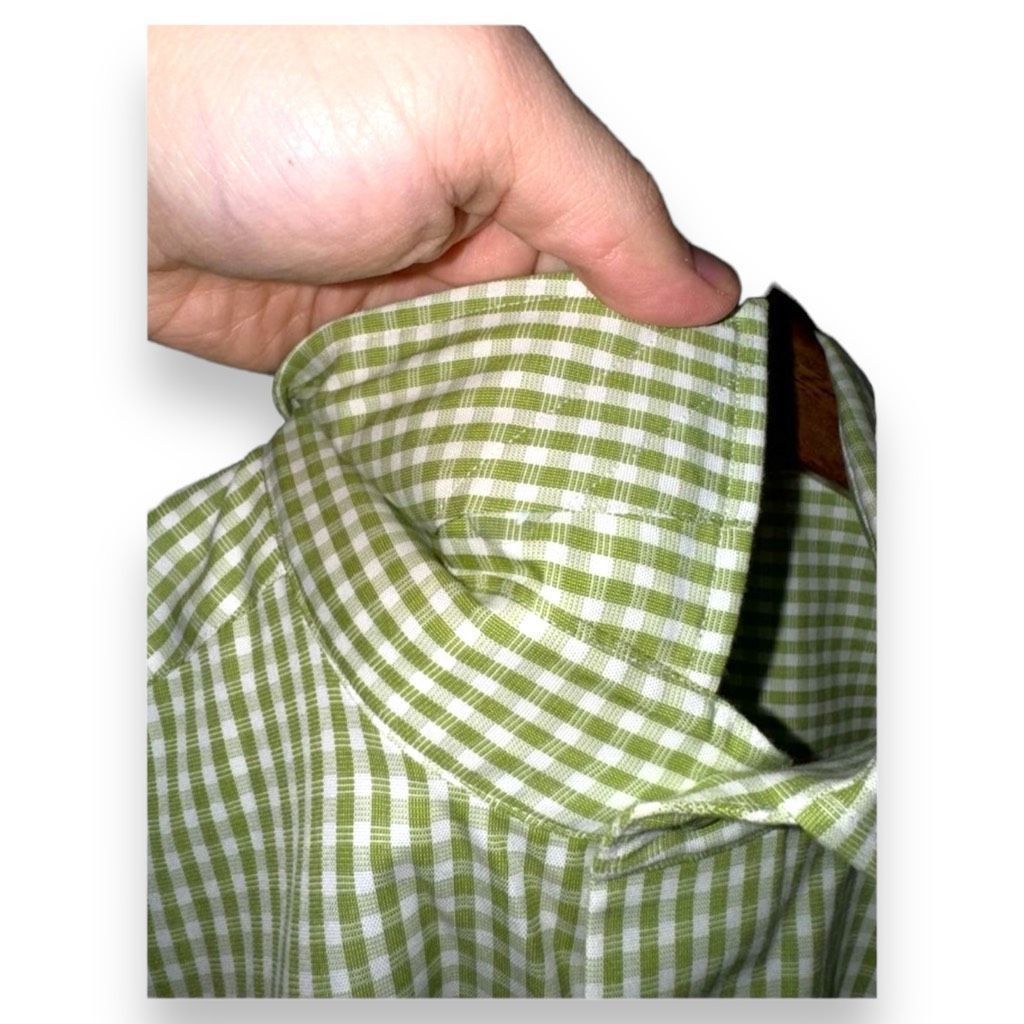 David Donahue David Donahue Green Check Trim Fit Dress Shirt Size L 16.5 3 Size US L / EU 52-54 / 3 - 6 Thumbnail
