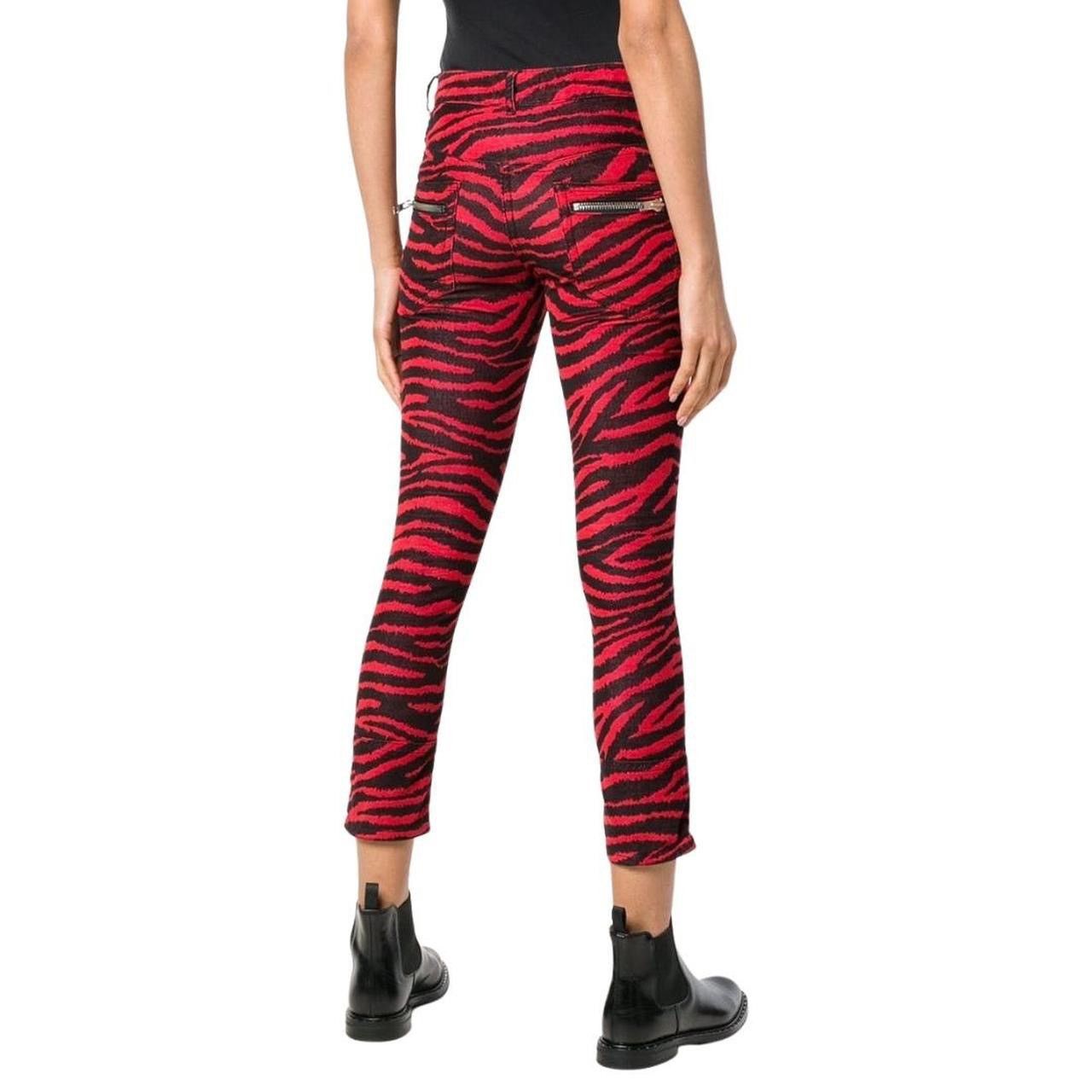 Isabel Marant Etoile Isabel Marant Étoile Red Zebra Print Moto Corduroy Pants Size 26" / US 2 / IT 38 - 3 Thumbnail