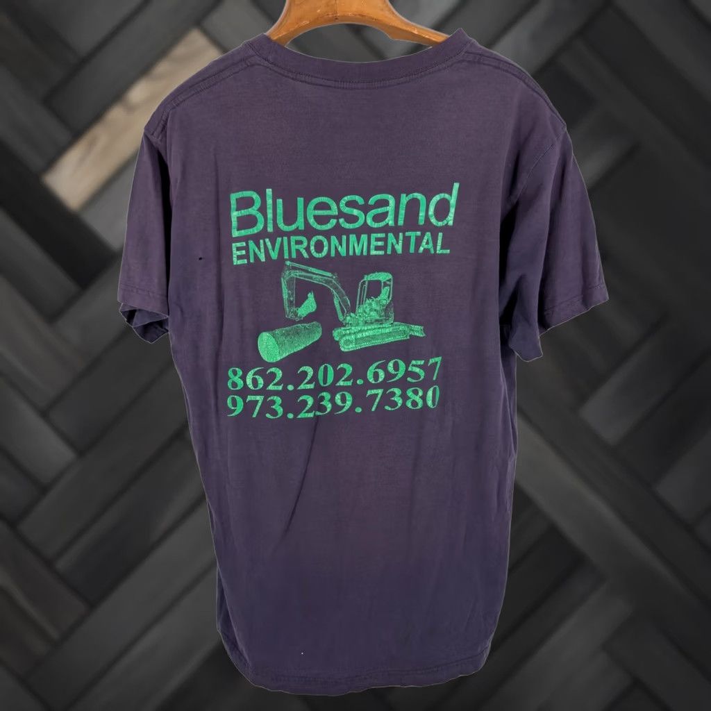 Thrasher VINTAGE 90s Construction T-Shirt Men Blue 42" Short Sleeve Thrashed Faded Backhoe Excavator USA 29" Length 21" Pit to Pit Size US XL / EU 56 / 4 - 1 Thumbnail