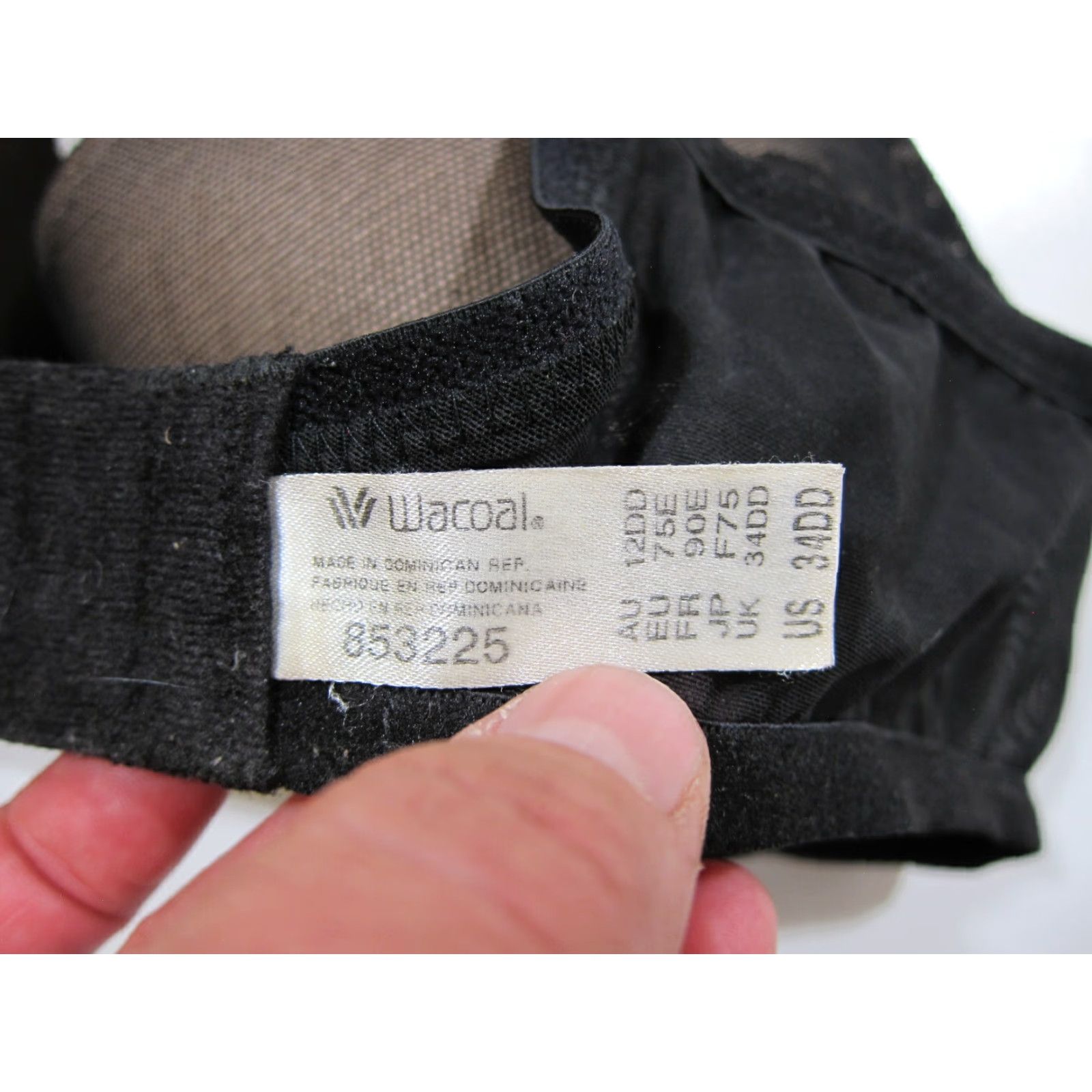Vintage Wacoal Black Embroidered Floral Lace Padded Push Up Underwire Coverage Bra 34DD Size ONE SIZE - 3 Thumbnail