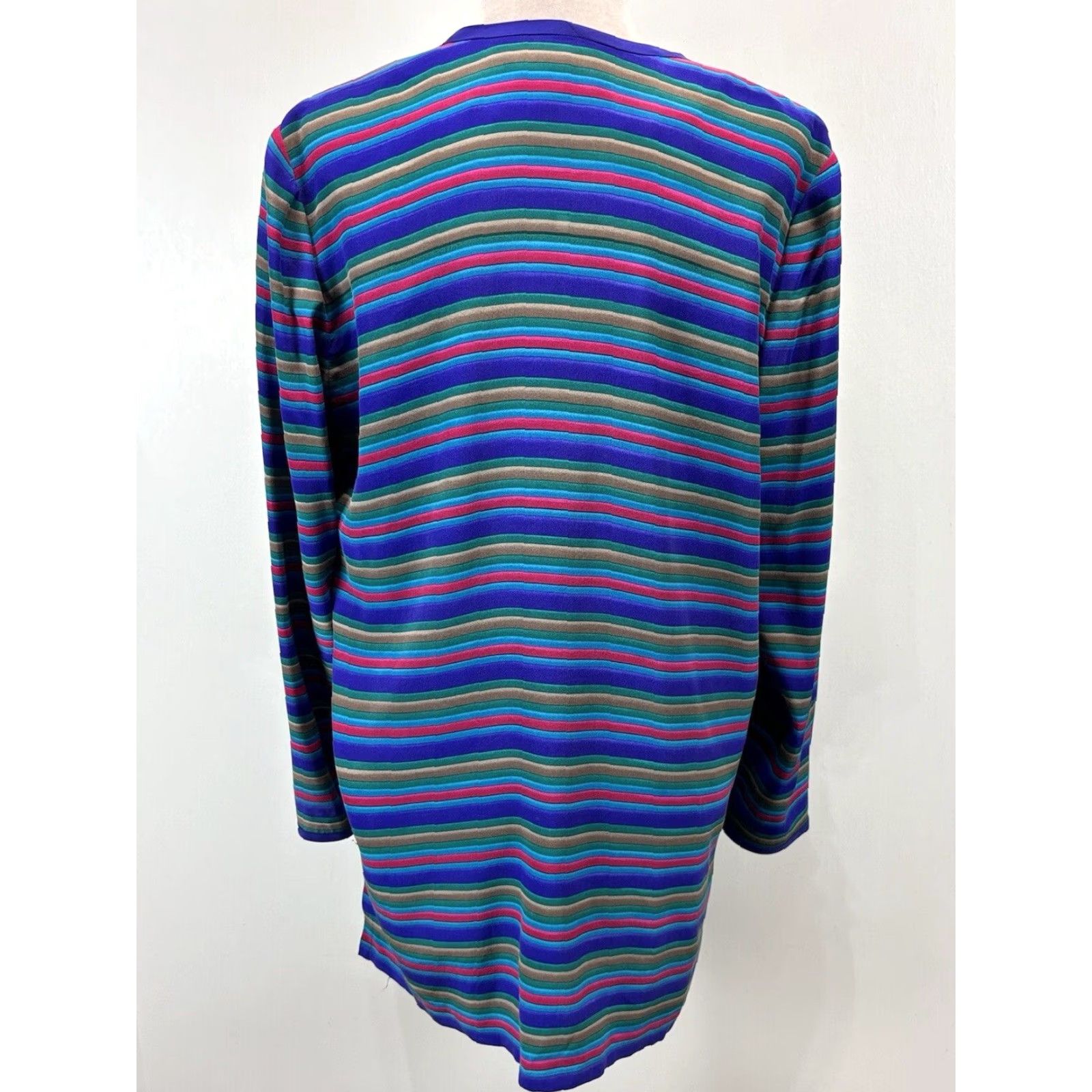 Adrianna Papell VINTAGE Adrianna Papell 2 Piece Outfit Set Women Size 8 Purple Striped Silk Tunic Knee Length Skirt Size 30" / US 8 / IT 44 - 4 Thumbnail