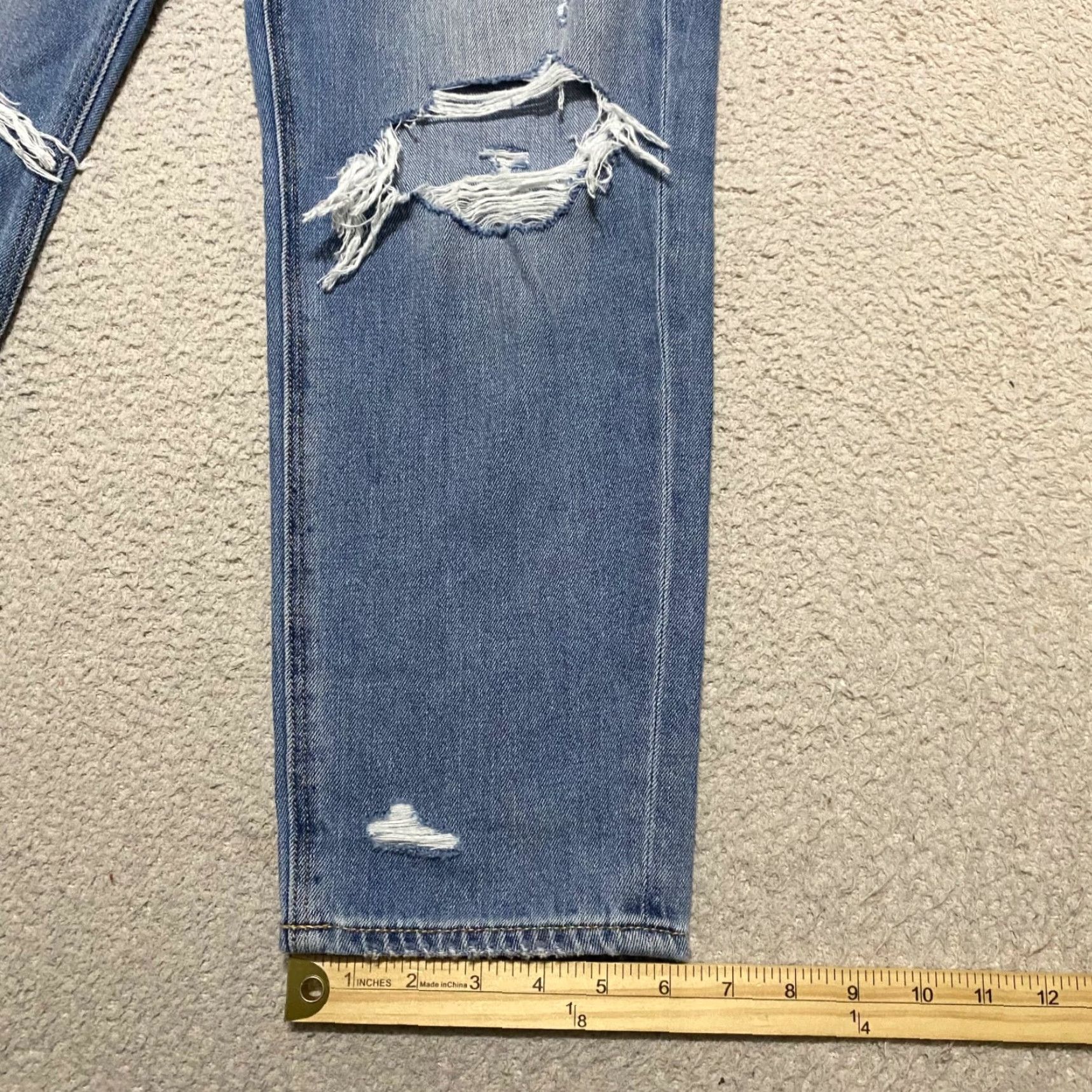 American Eagle Outfitters American Eagle Jeans Womens 8P Blue Denim Straight Distress High Rise Mom Petite Size 30" / US 8 / IT 44 - 5 Thumbnail