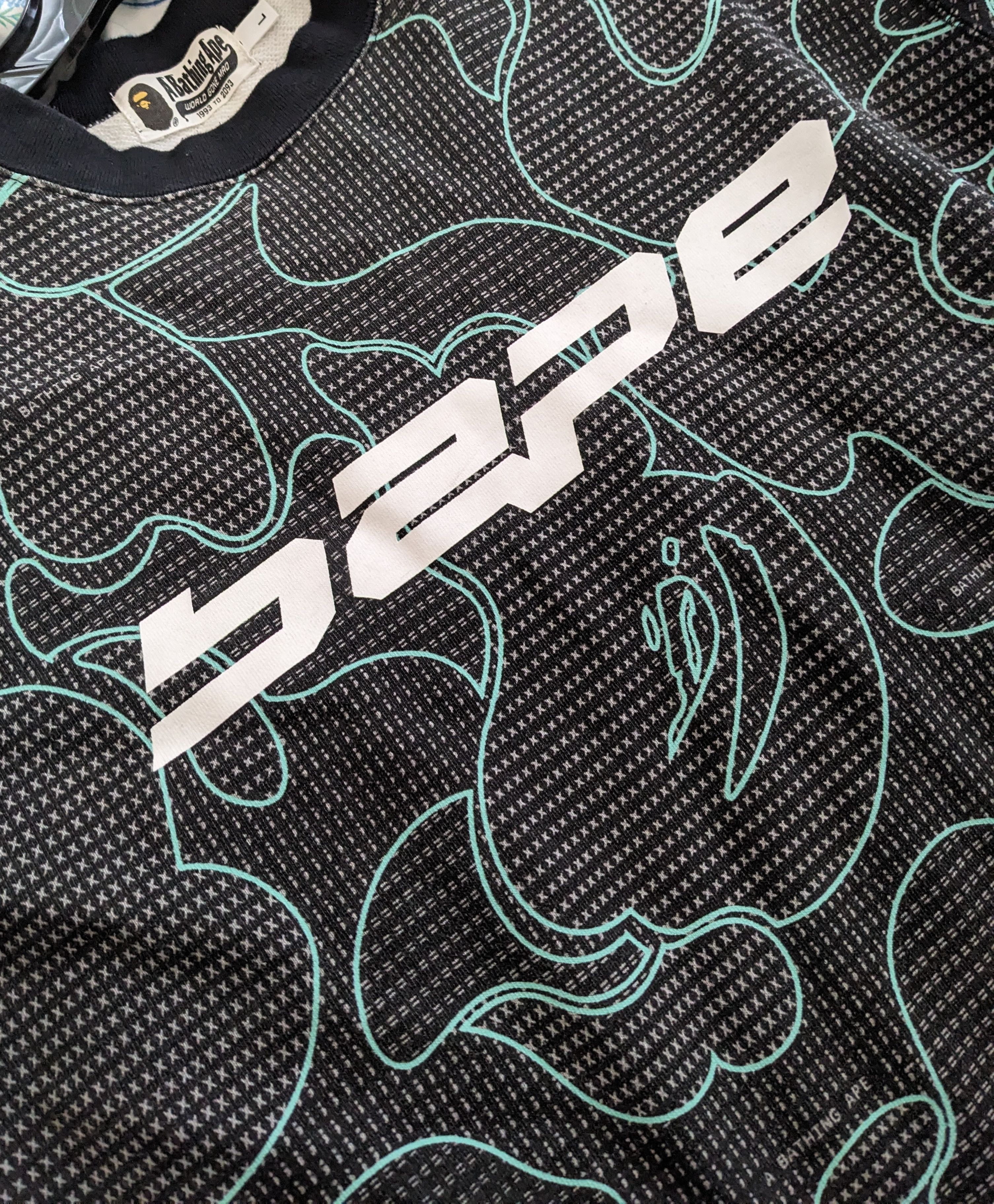 Bape BAPE Text Code Camo Crewneck – Black / Green Glow (SS22) Size US L / EU 52-54 / 3 - 2 Thumbnail