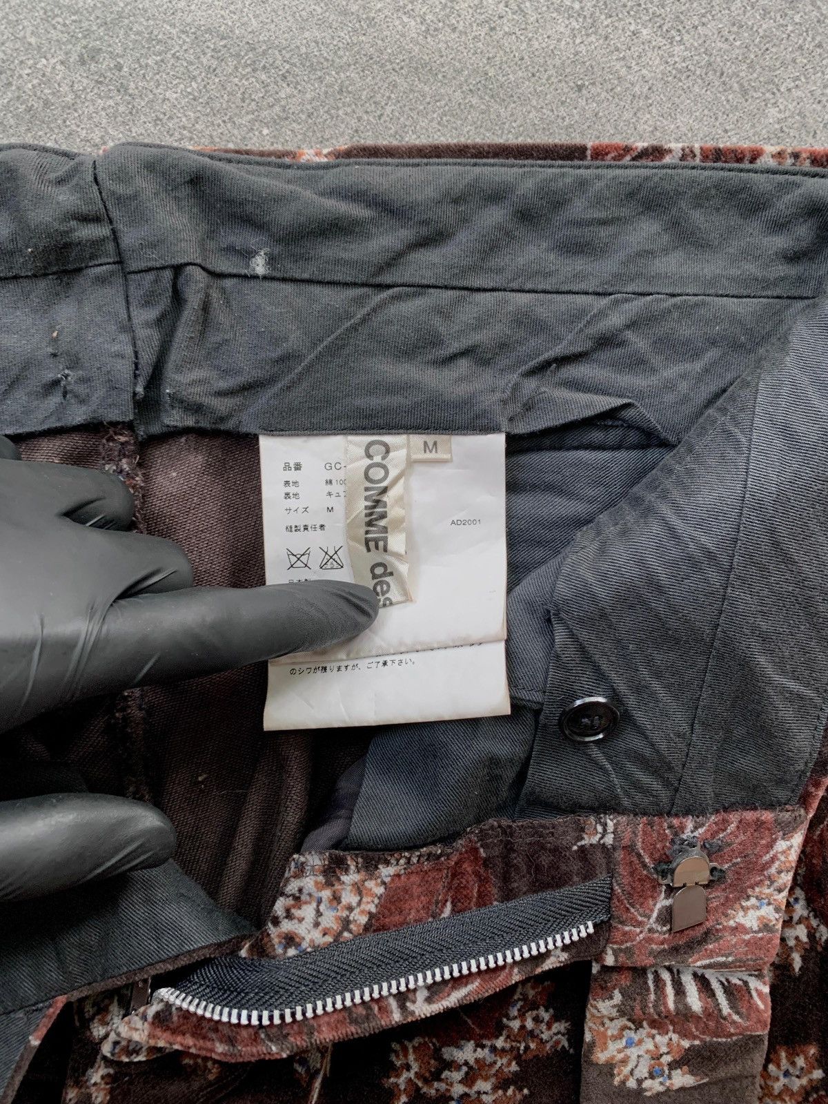 Comme des Garcons FREE TAX! 2001 Floral Velvet Patterned Flared Trousers Size US 29 - 14 Thumbnail