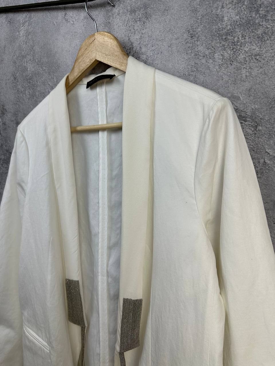 Fabiana Filippi Fabiana Filippi Open Front Embellished Trim Blazer Linen Size M / US 6-8 / IT 42-44 - 5 Thumbnail