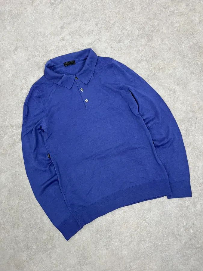 Prada Prada Navy Wool Polo Longsleeves Size US S / EU 44-46 / 1 - 4 Thumbnail