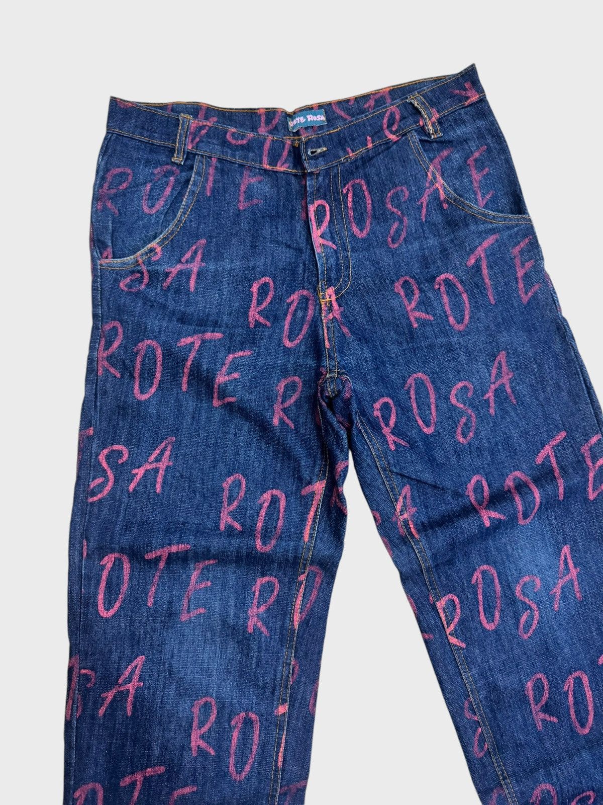 Japanese Brand ROTE ROSA All Print Distressted Denim Jeans Size US 32 / EU 48 - 4 Thumbnail
