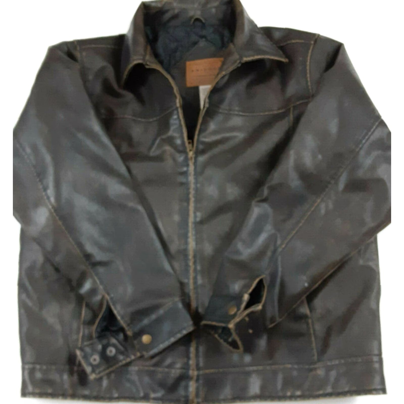 Vintage VINTAGE Arizona Leather Jacket Motorcycle Jacket Large L Brown Distressed Faux Leather Quilted Liner Men Zipper Size US L / EU 52-54 / 3 - 4 Thumbnail